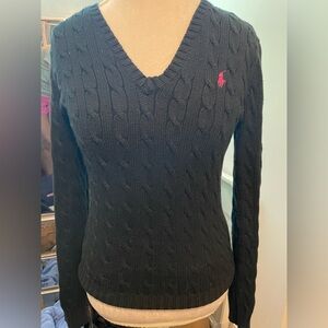 Women’s Ralph Lauren polo v neck cable knit sweater